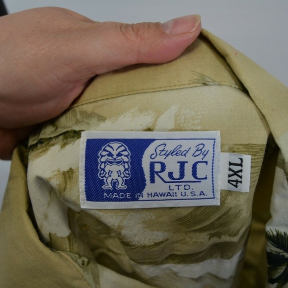 RJC Tan Outrigger Scene Hawaiian Shirt 4XL - Picture 5 of 5